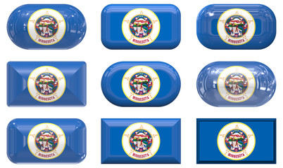 nine glass buttons of the Flag of Minnesota