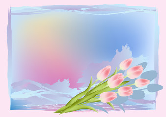 Fototapeta na wymiar Grunge background with tulips.