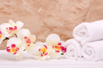 Spa towels and orchid