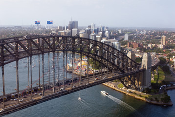 Fototapeta premium Aerial view of Sydney Harbour Bridge