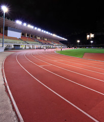 Running tracks in a stadium.