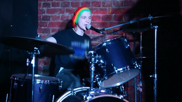 drummer playing on dums live on stage