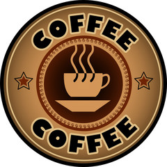 Vector coffee label with coffee cup