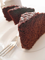 Chocolate Cake Slices at Breakfast.
