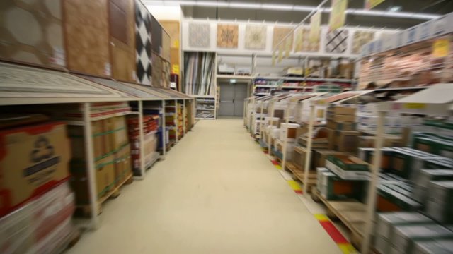 moving camera in building material store