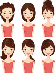 Hairstyles set Brune