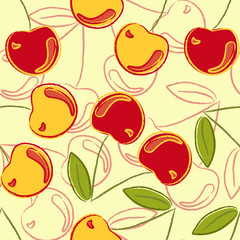 Seamless pattern and cherries