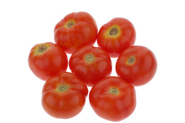 Nice bright isolated tomatoes on white background