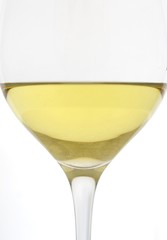Detail with glass of white wine isolated