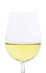Glass of white wine isolated on white background