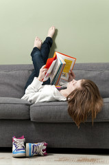 Girl relaxing and reading