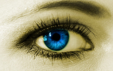 Blue woman eye closeup