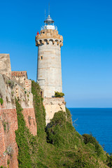 Fototapeta na wymiar Forte Stella Lighthouse, Portoferraio, Wyspa Elba, Włochy.