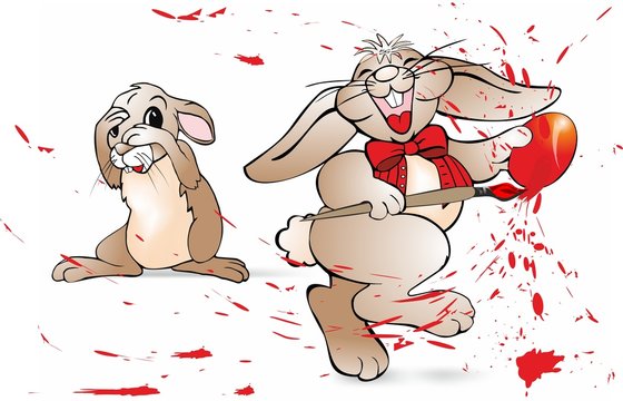 happy ester, zwei osterhasen