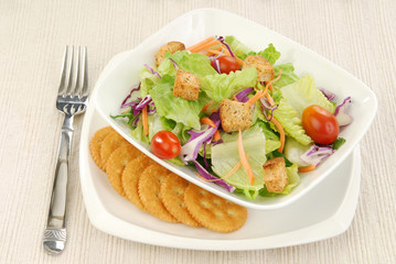 Salad and crackers