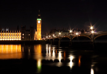 Fototapeta premium The Big Ben and Westminster Bridge at night