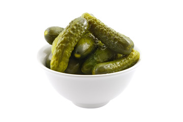 Bowl with marinated cucumbers