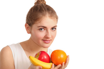 girl with fruits