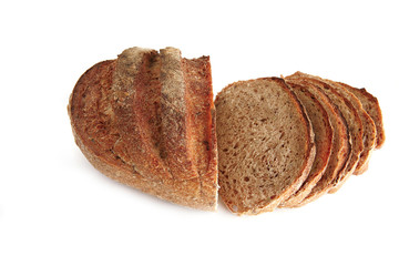 sliced french bread on white