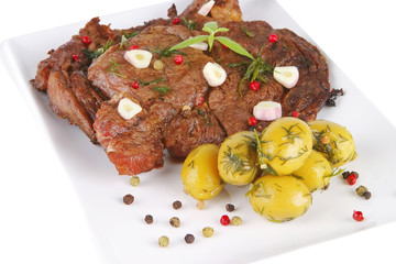 ready beef meat on white