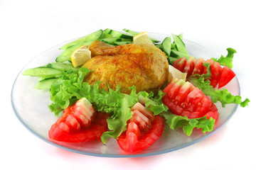 served grilled chicken leg