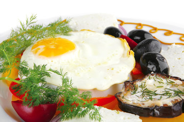 fried egg served on white plate