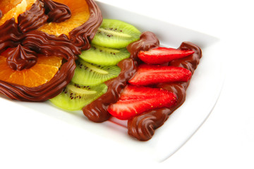 served fruits on plate