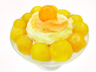 ice-cream with papaya in syrup
