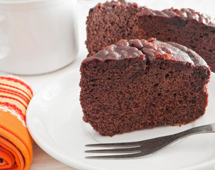 Chocolate Cake Slices at Breakfast.