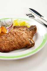 Fried pork chop with vegetables