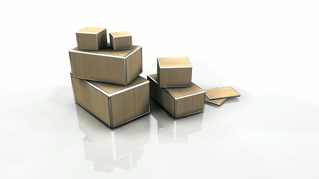 3D boxes crates stack shipping delivery video loop