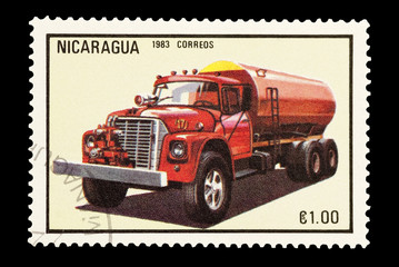Nicaraguan mail stamp featuring a fire truck