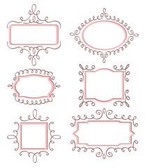 Vector illustration of pink frames with curls