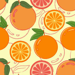 Seamless pattern with oranges