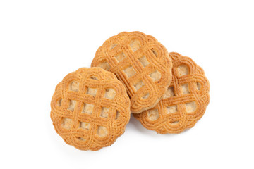 sweet cookies on white background