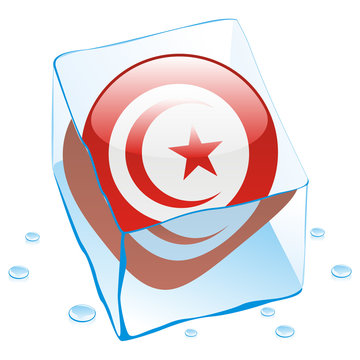 recommend clip art: vector of tunisia button flag frozen in ice cube