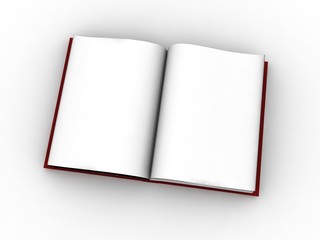 Open book with empty pages isolated on white background