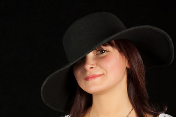 Glamour Woman in Black Hat