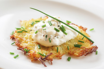 Potato Pancake with Sour Cream and Chives