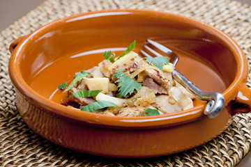 pork meat with celery noodles