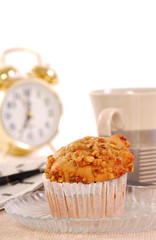 Banana nut muffin with alarm clock