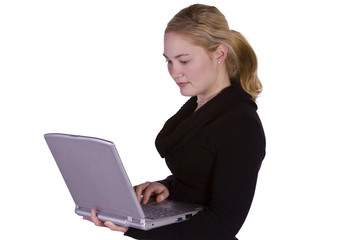 Beautiful Girl Holding a Laptop