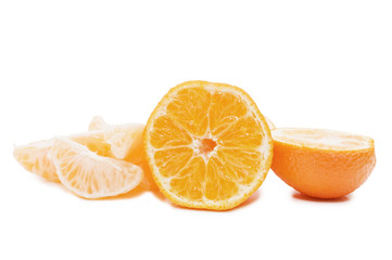 Fresh tangerines isolated on white background