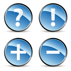 set of four signs icons in blue tones