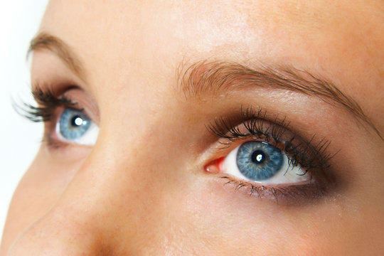staring female blue eyes