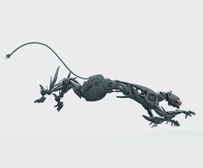 Naklejka premium Agressive metal anroid nano - panther in jump