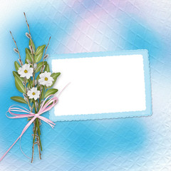Card for invitation or congratulation with bunch of flowers and © Loraliu