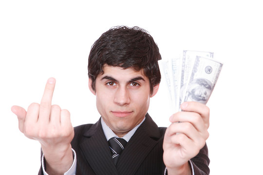 businessman holds money in a hand