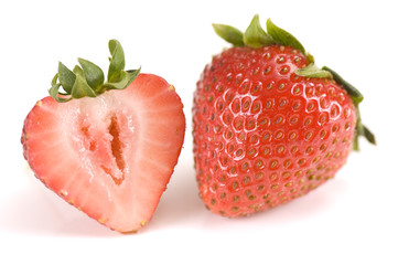 Strawberry close up isolated on white background
