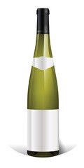 bouteille de vin d'alsace blanc avec étiquette